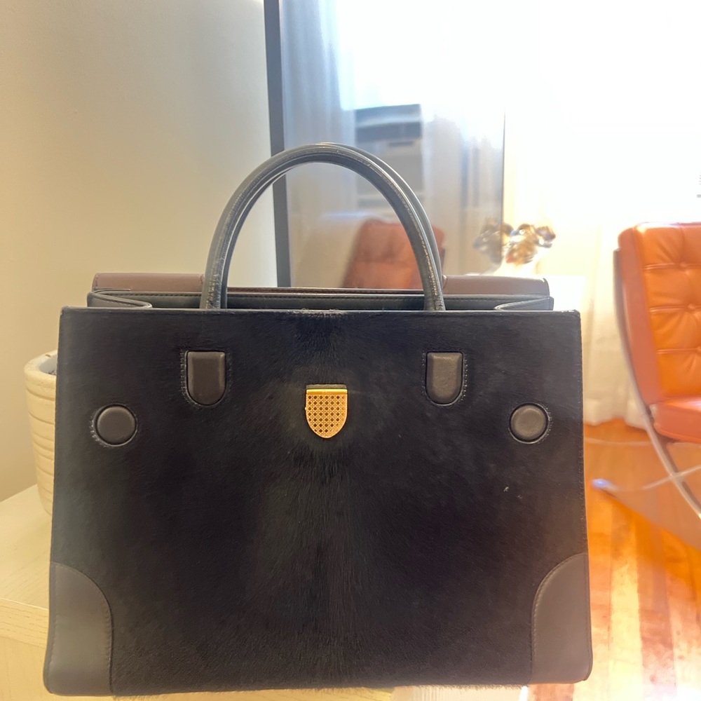 Diorever Dior Poney Hair classic dark navy blue bag